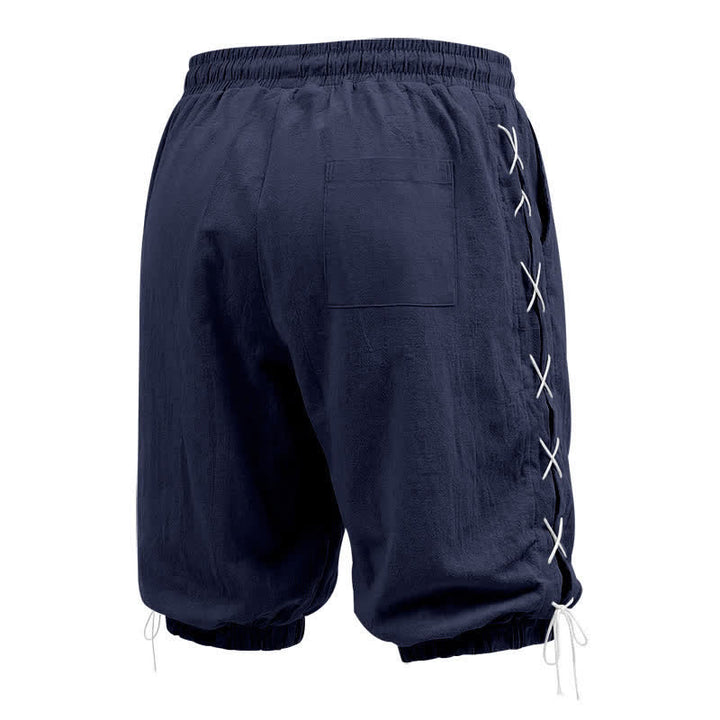 Pantalones cortos tipo bermudas Buddha Stones de verano con cordón ajustable y abertura lateral, color liso, para hombre, con bolsillos. - image 45