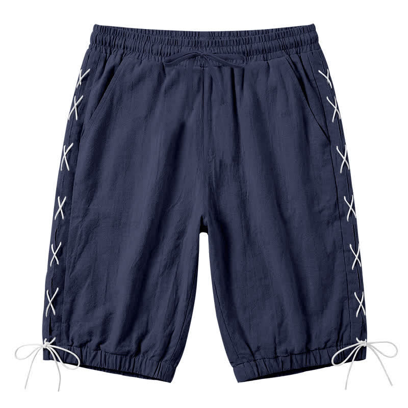 Pantalones cortos tipo bermudas Buddha Stones de verano con cordón ajustable y abertura lateral, color liso, para hombre, con bolsillos. - Azul medianoche - US/UK/AU44，EU54 (3XL) - image 43