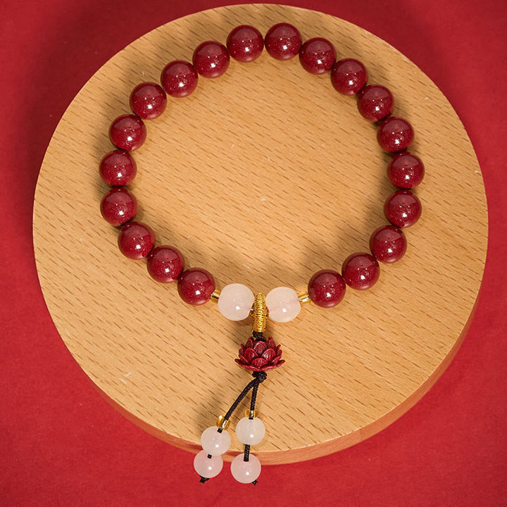 Buddha Stones Pulsera de la Iluminación del Loto de Cinabrio - Cinabrio de 8 mm (circunferencia de la muñeca: 15-16 cm) - image 8