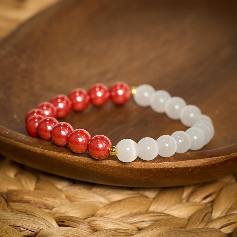 Buddha Stones Pulsera calmante ojo de gato blanco cinabrio - image 22