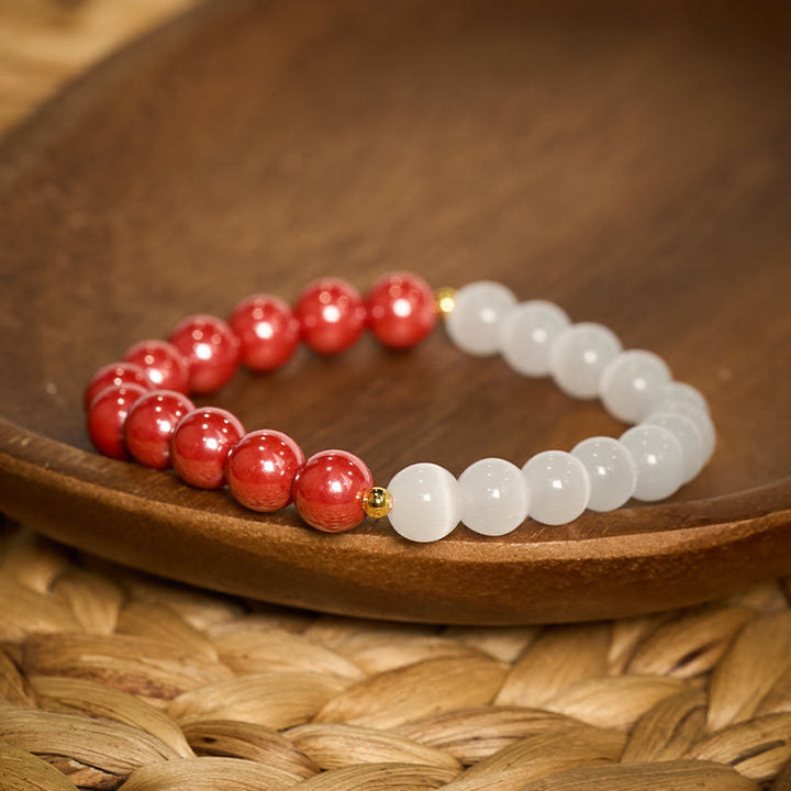 Buddha Stones Pulsera calmante ojo de gato blanco cinabrio - image 22
