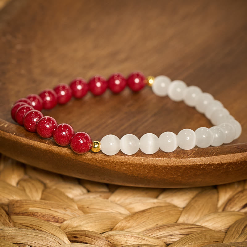 Buddha Stones Pulsera calmante ojo de gato blanco cinabrio - image 15
