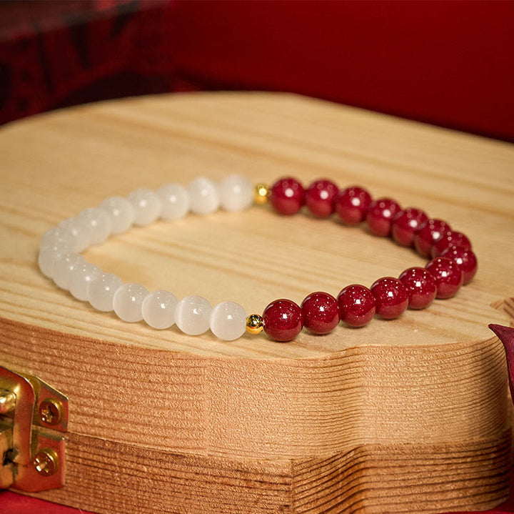 Buddha Stones Pulsera calmante ojo de gato blanco cinabrio - image 13