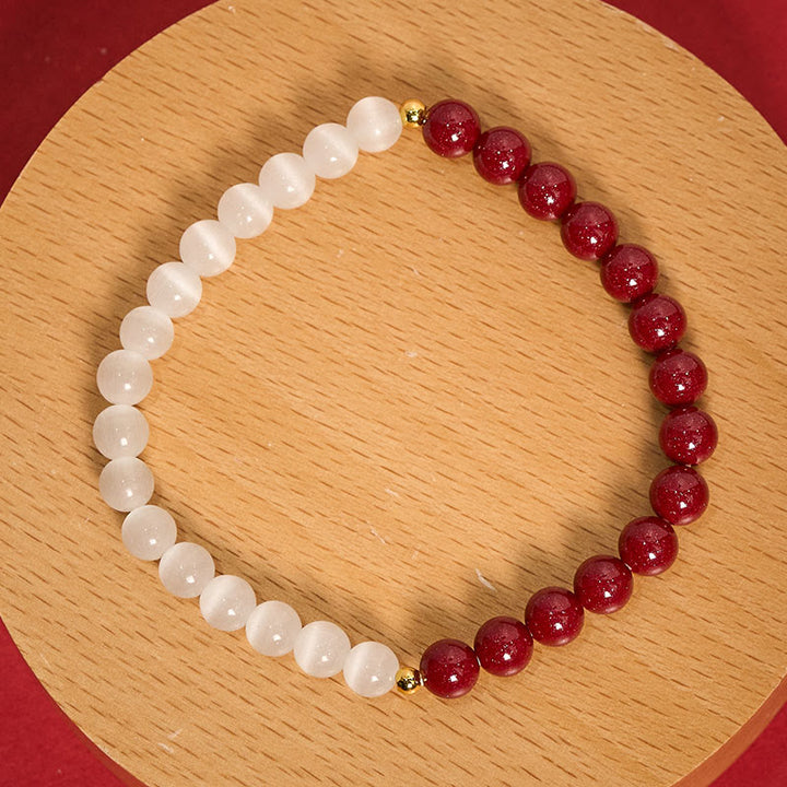 Buddha Stones Pulsera calmante ojo de gato blanco cinabrio - image 10
