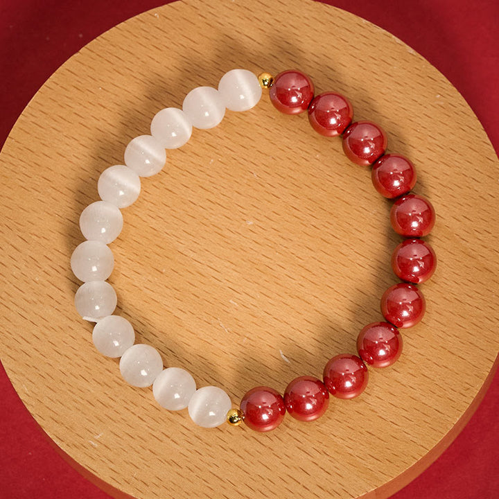 Buddha Stones Pulsera calmante ojo de gato blanco cinabrio - image 23