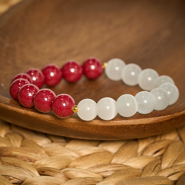 Buddha Stones Pulsera calmante ojo de gato blanco cinabrio - image 3