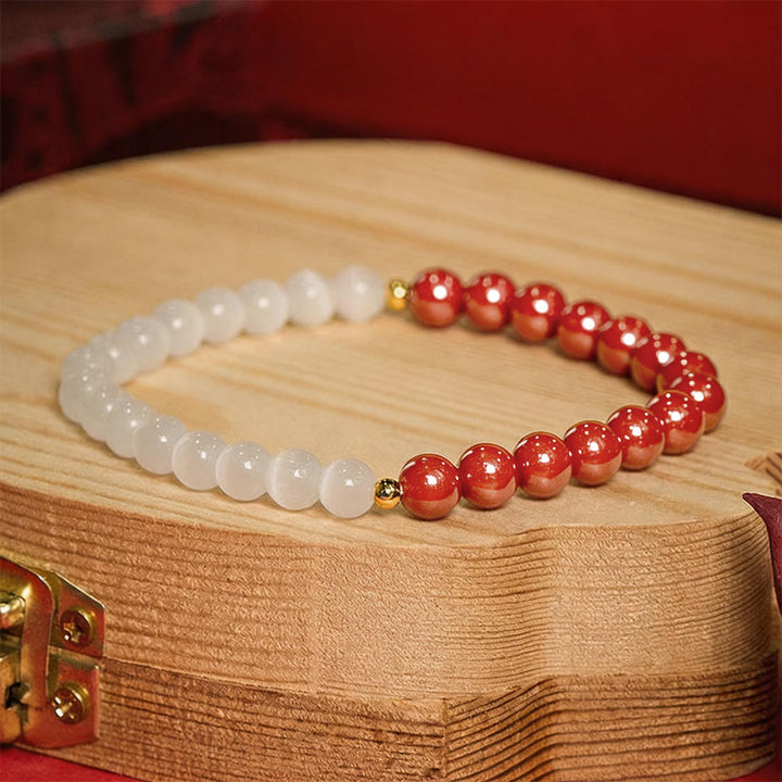 Buddha Stones Pulsera calmante ojo de gato blanco cinabrio - Cinabrio rojo de 6 mm (circunferencia de la muñeca: 14-15 cm) - image 17