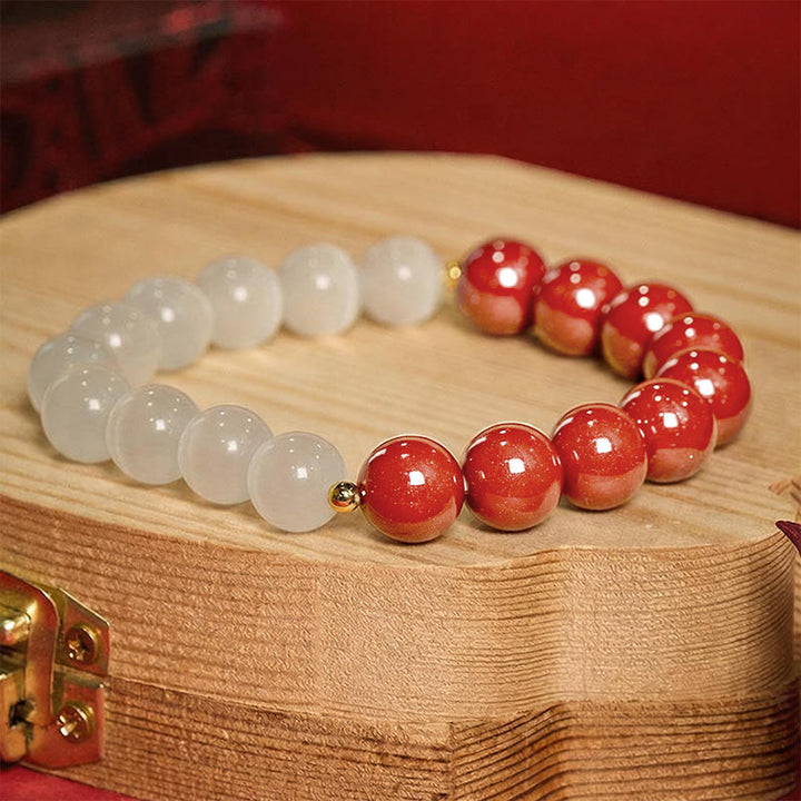 Buddha Stones Pulsera calmante ojo de gato blanco cinabrio - Cinabrio rojo de 10 mm (circunferencia de la muñeca: 16-17 cm) - image 24