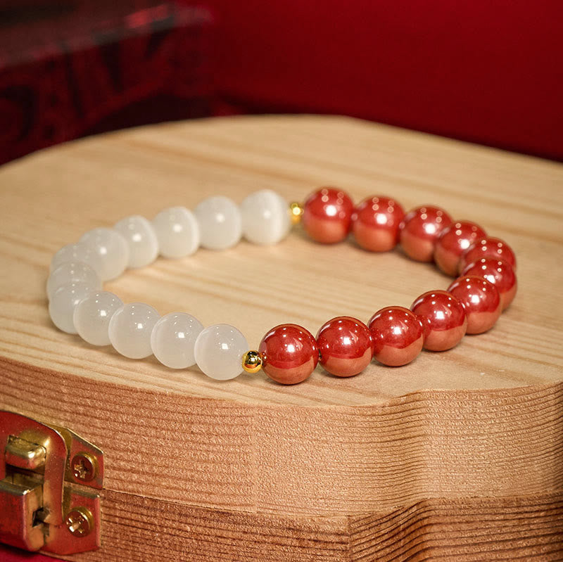 Buddha Stones Pulsera calmante ojo de gato blanco cinabrio - image 20