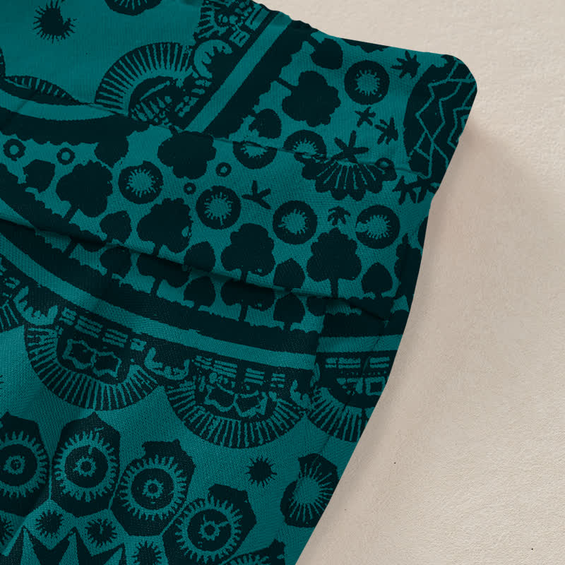 Buddha Stones Pantalones de mujer de algodón y lino con estampado bohemio de cachemir, cintura elástica y pernera ancha con bolsillos. - image 2