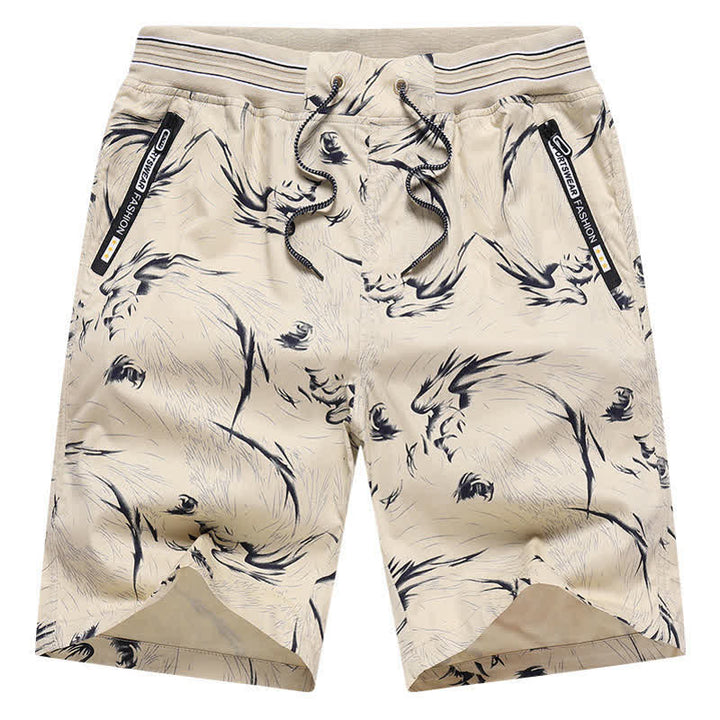Buddha Stones Pantalones cortos de algodón para hombre con cordón ajustable, estampado abstracto y bolsillos. - image 5