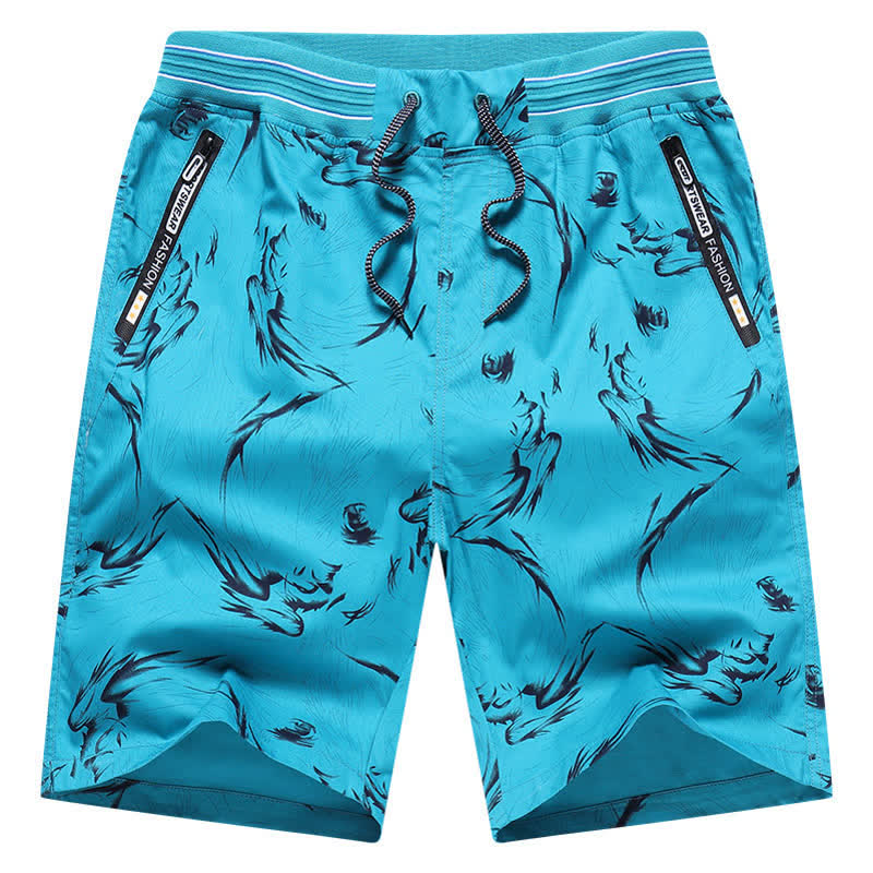 Buddha Stones Pantalones cortos de algodón para hombre con cordón ajustable, estampado abstracto y bolsillos. - image 27