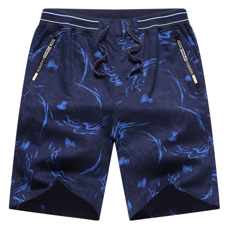 Buddha Stones Pantalones cortos de algodón para hombre con cordón ajustable, estampado abstracto y bolsillos. - image 10
