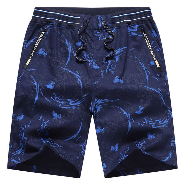 Buddha Stones Pantalones cortos de algodón para hombre con cordón ajustable, estampado abstracto y bolsillos. - image 10