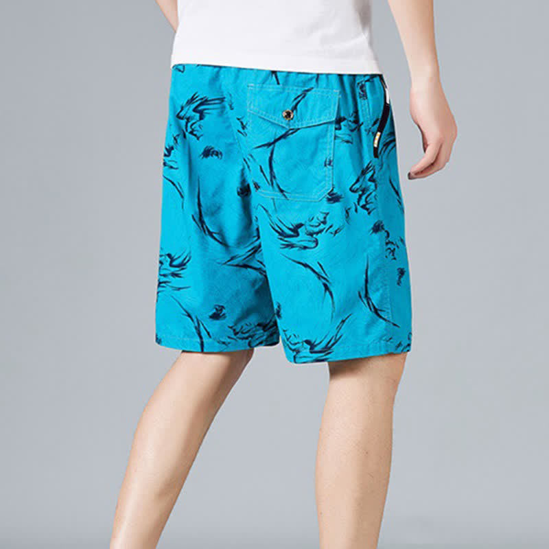 Buddha Stones Pantalones cortos de algodón para hombre con cordón ajustable, estampado abstracto y bolsillos. - image 21