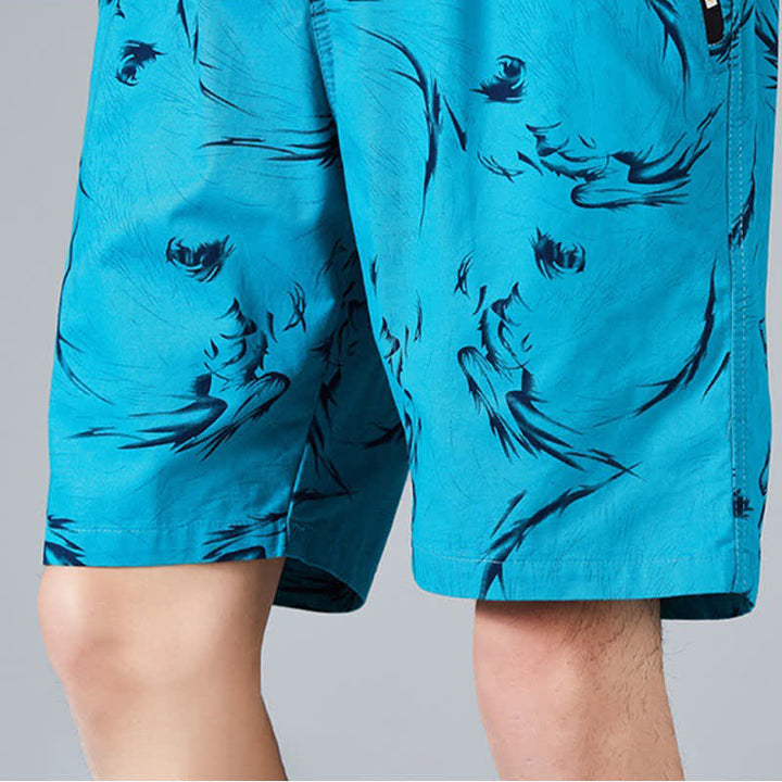 Buddha Stones Pantalones cortos de algodón para hombre con cordón ajustable, estampado abstracto y bolsillos. - image 23