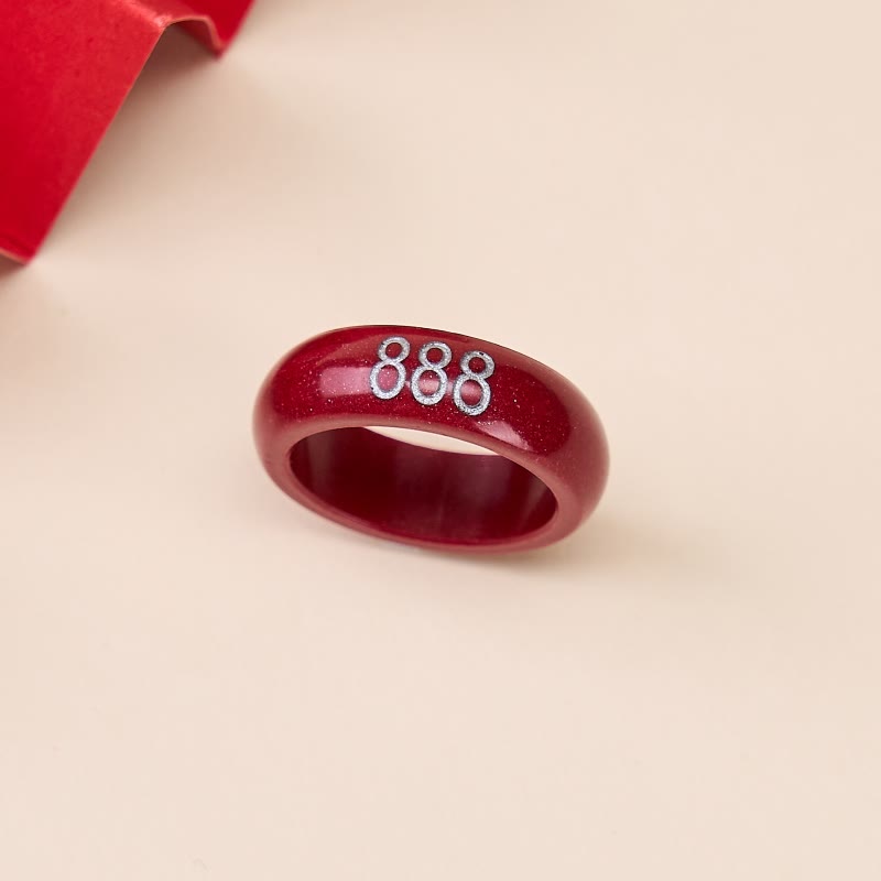 Buddha Stones Anillo de bendición con el número angelical 888, redondo y tallado en cinabrio, número 444. - image 9