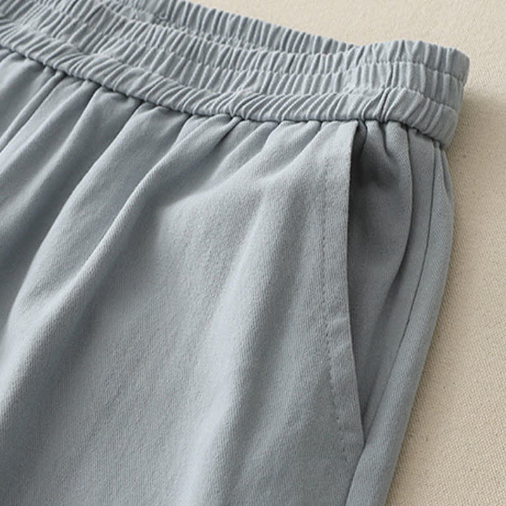 Buddha Stones Pantalones de mujer de pierna ancha con volantes en el bajo, de algodón liso, estilo casual de primavera, con bolsillos. - image 3