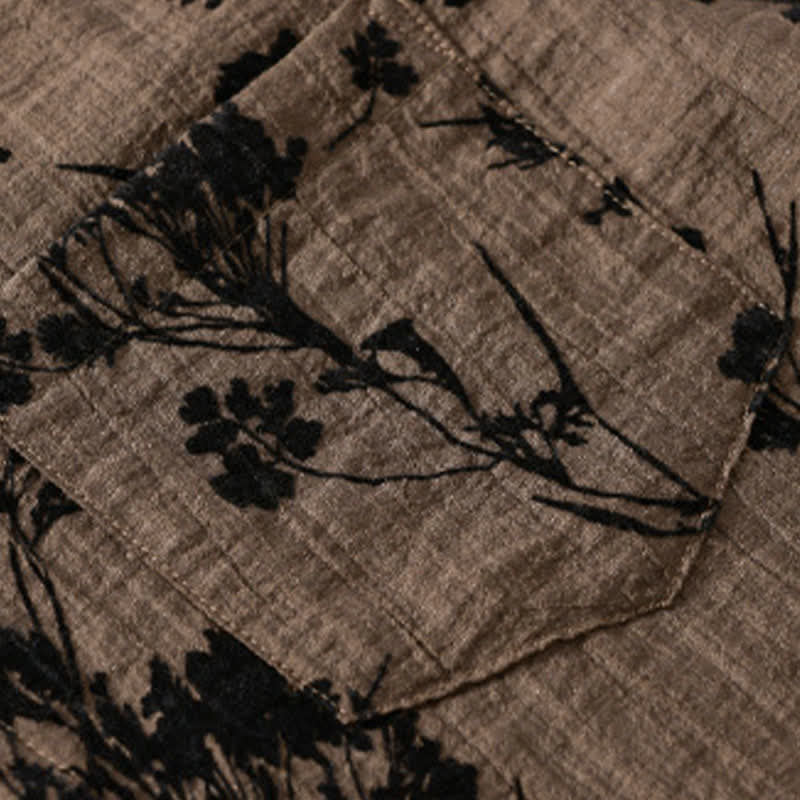 Buddha Stones Camisa de manga corta para hombre, estilo casual de verano, con botones y estampado floral. Bolsillo decorativo. - image 12