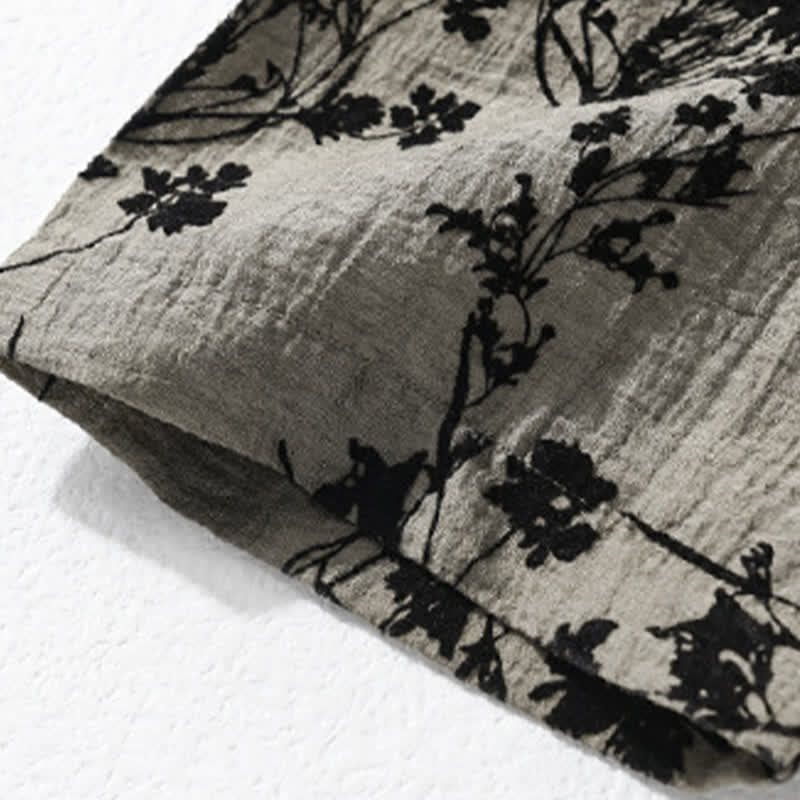 Buddha Stones Camisa de manga corta para hombre, estilo casual de verano, con botones y estampado floral. Bolsillo decorativo. - image 5