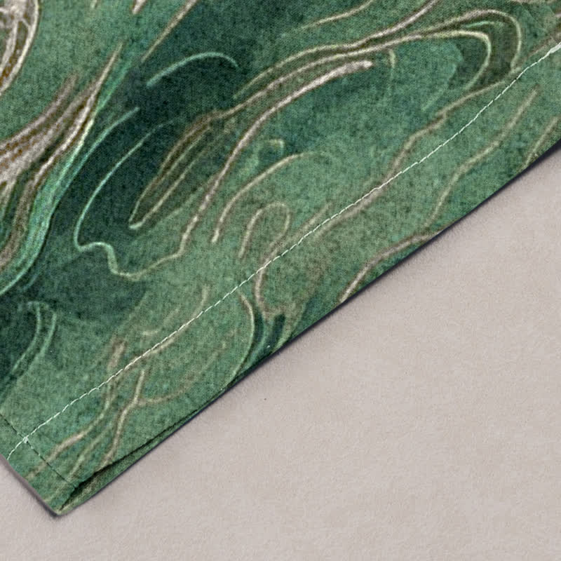 Buddha Stones Pantalones de hombre de algodón con estampado de grullas y pinos, corte cónico y bolsillos. - image 6