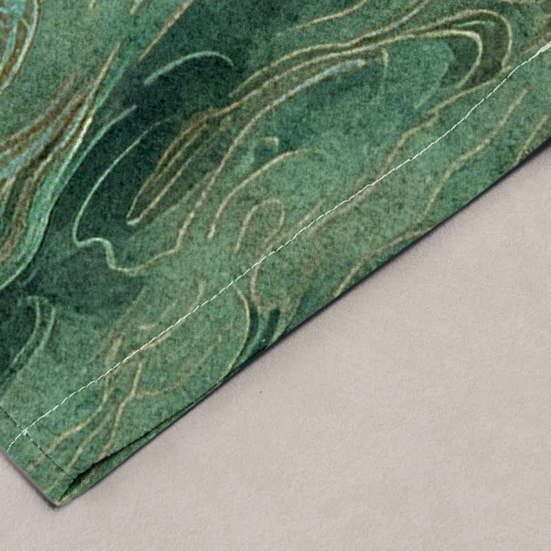 Buddha Stones Pantalones de hombre de algodón con estampado de grullas y pinos, corte cónico y bolsillos. - image 10
