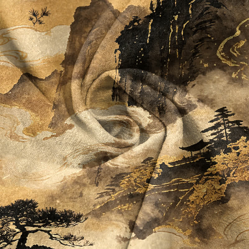 Buddha Stones Pantalones de hombre de algodón con estampado de paisaje y corte ajustado, con bolsillos. - image 3