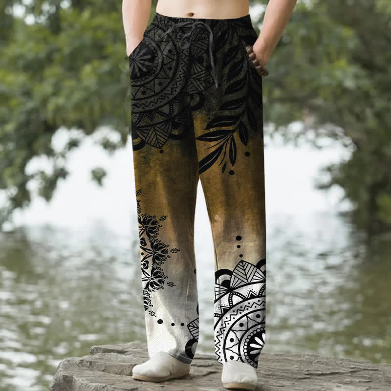 Buddha Stones Pantalones de hombre de algodón con estampado de mandala degradado y corte ajustado, con bolsillos. - Perú - US/UK/AU50, EU60 (5XL) - image 4