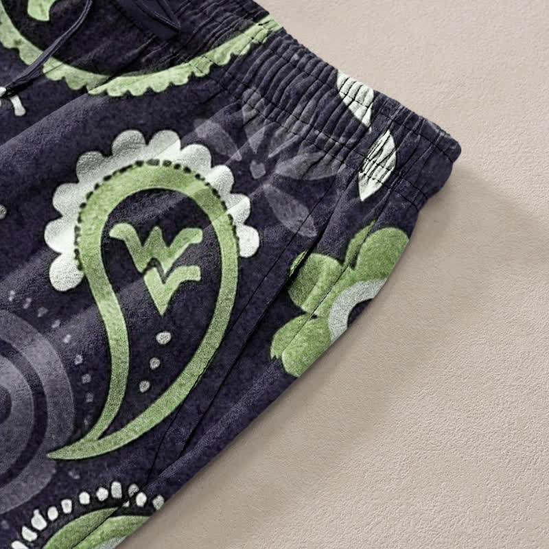 Buddha Stones Pantalones de hombre de algodón con estampado floral de cachemir, corte ajustado y bolsillos. - image 11