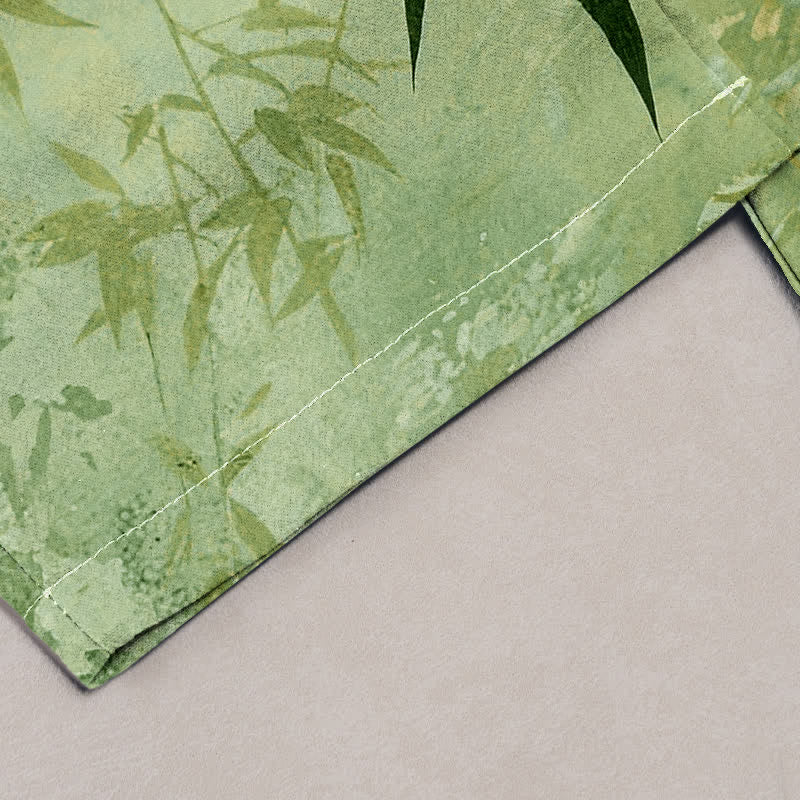 Buddha Stones Pantalones de mujer de algodón puro con estampado de bambú y cintura elástica, con bolsillos. - image 1