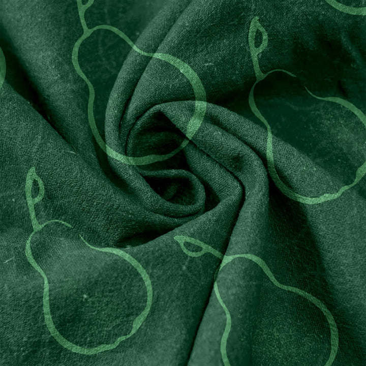 Buddha Stones Pantalones de mujer de algodón puro con delicado estampado de peras, cintura elástica y bolsillos. - image 3