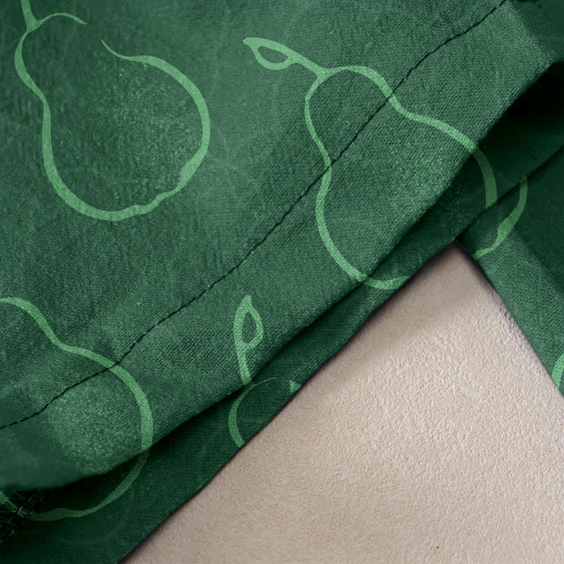 Buddha Stones Pantalones de mujer de algodón puro con delicado estampado de peras, cintura elástica y bolsillos. - image 2