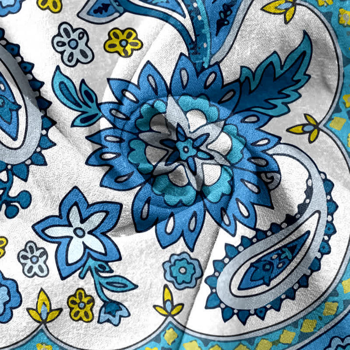 Buddha Stones Pantalones de mujer de algodón puro con estampado floral bohemio de cachemir y cintura elástica con bolsillos. - image 2