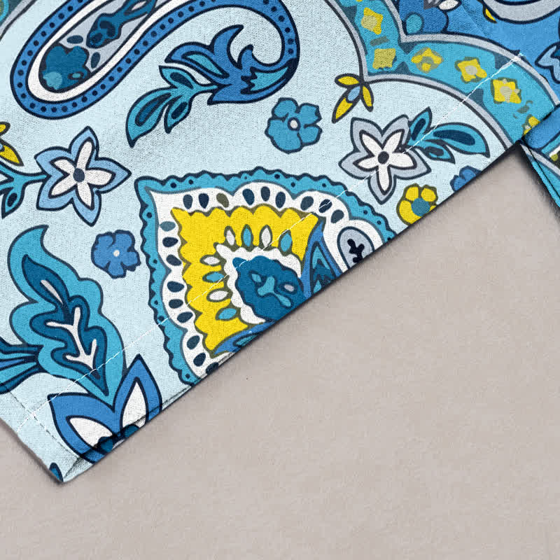 Buddha Stones Pantalones de mujer de algodón puro con estampado floral bohemio de cachemir y cintura elástica con bolsillos. - image 1