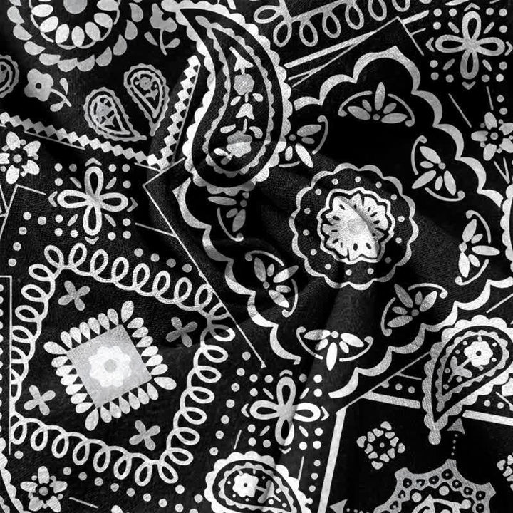 Buddha Stones Camisa de manga corta con medio botón para hombre, clásica, de algodón blanco con estampado paisley. - image 4