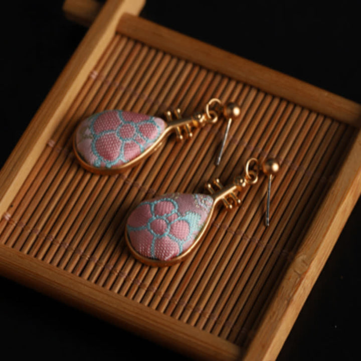 Buddha Stones Pendientes de lágrima artesanales con diseño floral de brocado Song Pipa y forma de pipa. - image 8