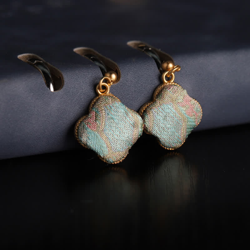 Buddha Stones Pendientes colgantes Song Brocade de seda artesanal con diseño floral - Brocado de canciones (Prosperidad♥Armonía) - image 0