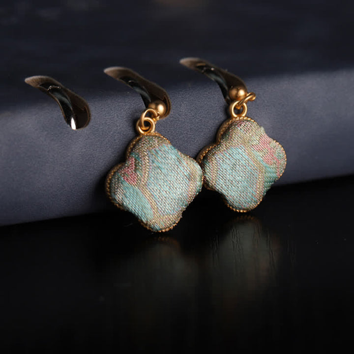 Buddha Stones Pendientes colgantes Song Brocade de seda artesanal con diseño floral - Brocado de canciones (Prosperidad♥Armonía) - image 0