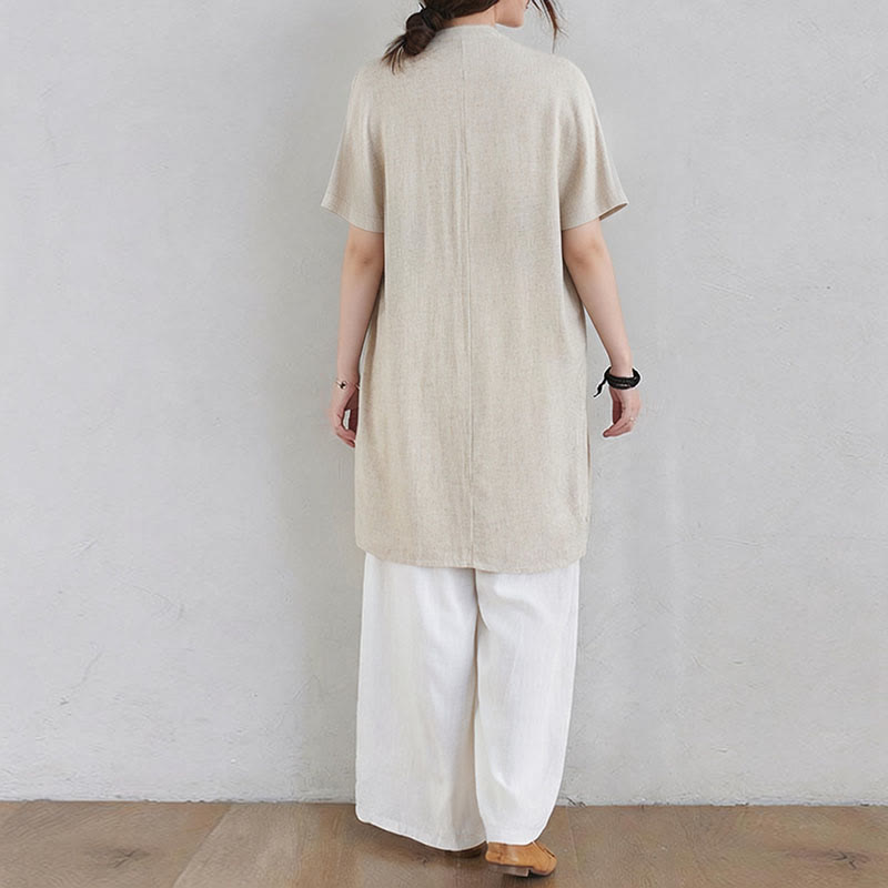 Conjunto de 2 piezas de ropa de meditación Zen Tai Chi con diseño liso de Buddha Stones, pantalones superiores de lino y algodón para mujer - image 4