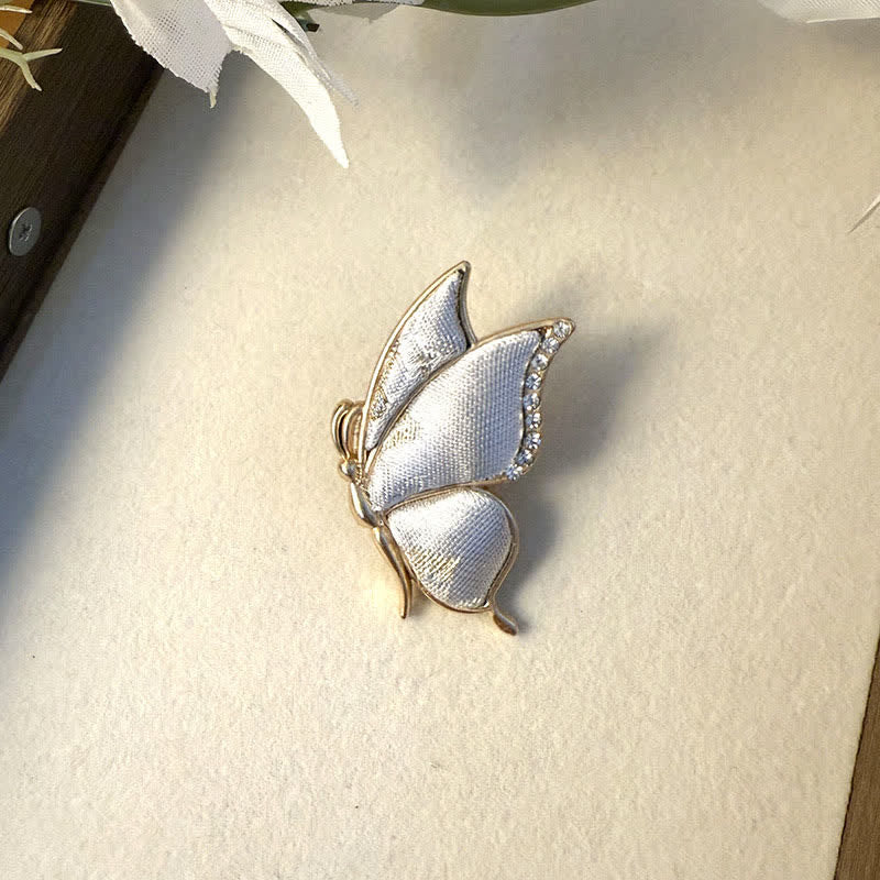Buddha Stones Broche artesanal de aleación con forma de mariposa y diamantes de imitación. - Mariposa (Transformación ♥ Amor) - Blanco - Brocado de canciones (Prosperidad♥Armonía) - image 8