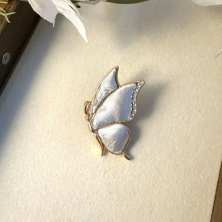 Buddha Stones Broche artesanal de aleación con forma de mariposa y diamantes de imitación. - Mariposa (Transformación ♥ Amor) - Blanco - Brocado de canciones (Prosperidad♥Armonía) - image 8