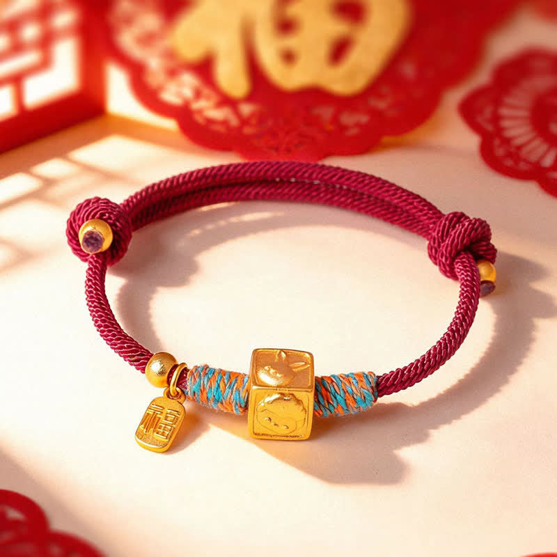 Buddha Stones Pulsera de hilo rojo hecha a mano con el símbolo de protección del zodíaco chino de las Tres Armonías - image 12