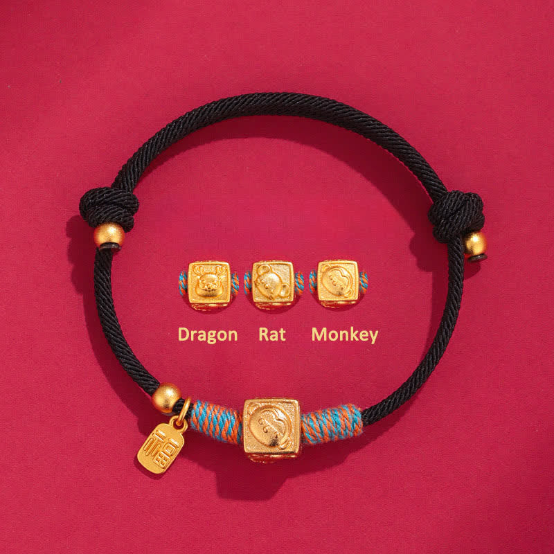 Buddha Stones Pulsera de hilo rojo hecha a mano con el símbolo de protección del zodíaco chino de las Tres Armonías - Pulsera de hilo negro con diseño de tríada de mono y rata dragón - Hilo rojo (Protección♥Suerte) - image 11