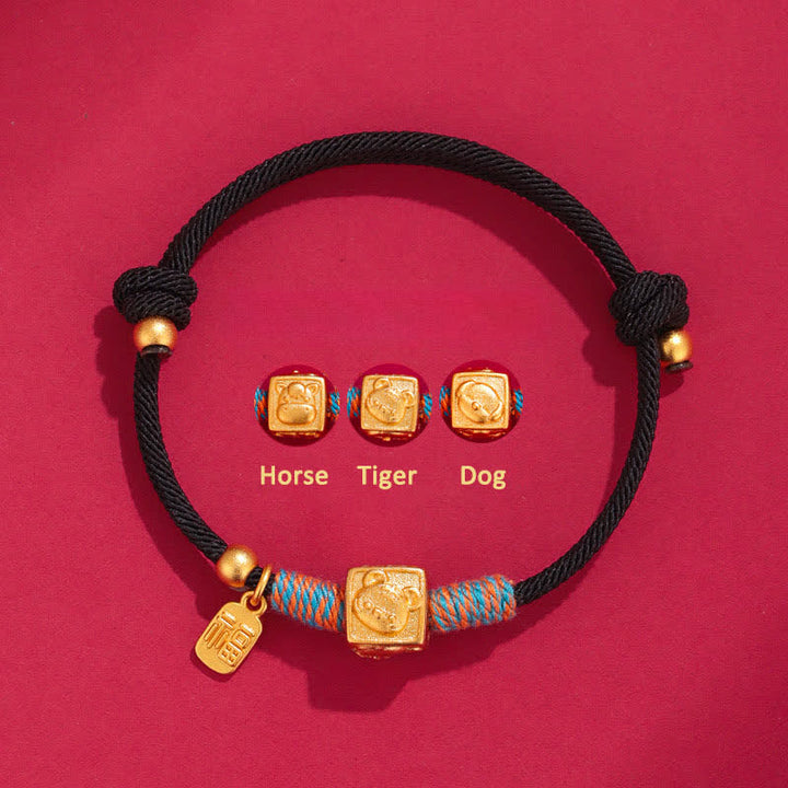 Buddha Stones Pulsera de hilo rojo hecha a mano con el símbolo de protección del zodíaco chino de las Tres Armonías - Pulsera de hilo negro con diseño de caballo, tigre y perro. - Hilo rojo (Protección♥Suerte) - image 9