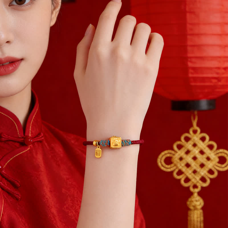 Buddha Stones Pulsera de hilo rojo hecha a mano con el símbolo de protección del zodíaco chino de las Tres Armonías - image 15
