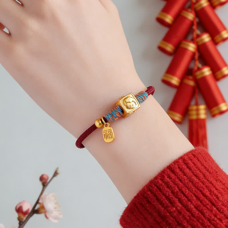 Buddha Stones Pulsera de hilo rojo hecha a mano con el símbolo de protección del zodíaco chino de las Tres Armonías - image 14