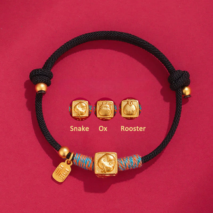 Buddha Stones Pulsera de hilo rojo hecha a mano con el símbolo de protección del zodíaco chino de las Tres Armonías - Pulsera de hilo negro con diseño de serpiente, buey y gallo - Hilo rojo (Protección♥Suerte) - image 10