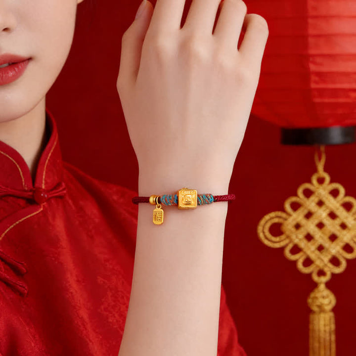 Buddha Stones Pulsera hecha a mano con hilo rojo y dije del zodiaco chino de la suerte Fu - image 17