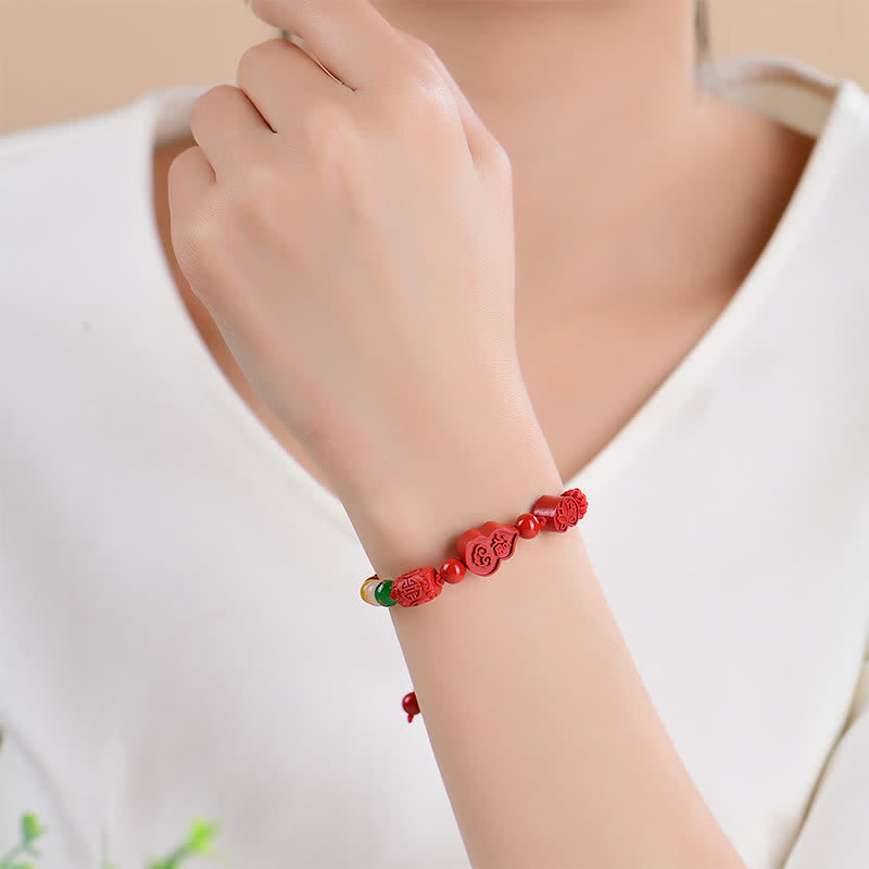 Buddha Stones Pulsera de hilo rojo tejida a mano con el carácter de la calabaza de la fortuna de Cinnabar Fu - image 5
