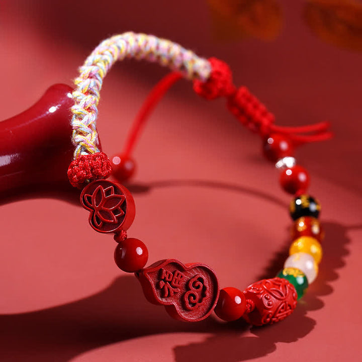 Buddha Stones Pulsera de hilo rojo tejida a mano con el carácter de la calabaza de la fortuna de Cinnabar Fu - image 3